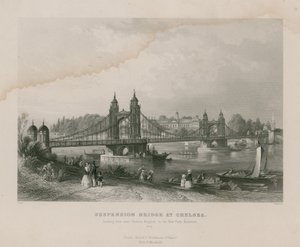 Ponte suspensa no Chelsea, levando perto do Hospital Chelsea para o New Park, Battersea de English School