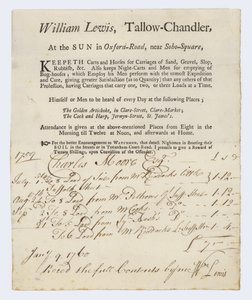 Tallow Chandler, William Lewis, cartão comercial de English School