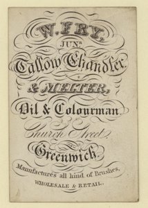 Tallow Chandler e Melter, W Fry, cartão comercial de English School