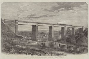 Viaduto Tarradale, na Melbourne e Sandhurst Railway, Austrália (gravura) de English School