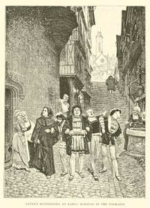Os Roysterers da Taverna ao início da manhã na Touraine (gravura) de English School
