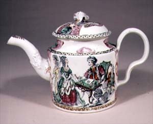 Bule, com as inscrições "Deus acelera a lavoura" e "Sucesso no retorno do grão" no verso, Leeds, c.1780 (cremes) de English School