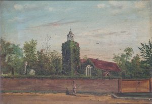 Teddington Church Middlesex, c.1900 (óleo sobre tela) de English School
