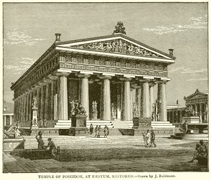 Templo de Poseidon, em Paestum, restaurado de English School