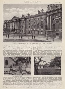 Tercentenário do Trinity College, Dublin, Irlanda (litho) de English School