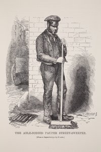 A Rua-Varredor Able-Bodied do Pauper, do daguerreotype por Richard Beard, ilustração do trabalho de Londres e pobre de Londres por Henry Mayhew, bar. 1862 de English School