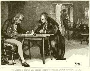 Os agentes da Grã-Bretanha e da Suécia assinam o Tratado contra Napoleão de English School