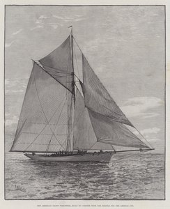 The American Yacht Volunteer, construído para competir com o cardo para a America Cup (gravura) de English School