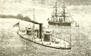 O navio de guerra gêmeo-americano Miantonoma e Ironclad de English School