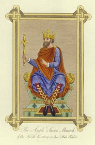 O monarca anglo-saxão do século IX em seu hábito no estado de English School