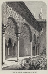 The Arcade of the Generalife, Espanha (gravura) de English School