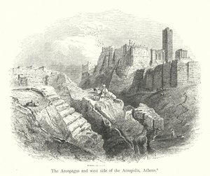 O Areópago e o lado oeste da Acrópole, Atenas (gravura) de English School