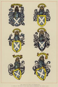 Os Braços de Haig de Bemersyde, como carregado pelo chefe daquela casa, e como diferido para vários cadetes (cor litho) de English School