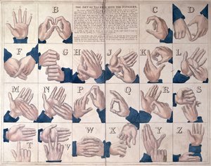 A arte de falar com os dedos, alfabeto da língua de sinais de English School