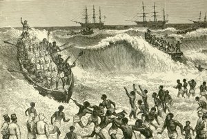 A Guerra de Ashantee, (tropas de desembarque na Gold Coast) de English School