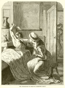 O Assassinato de Marat por Charlotte Corday de English School