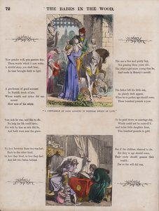 The Babes In The Wood (gravura colorida) de English School