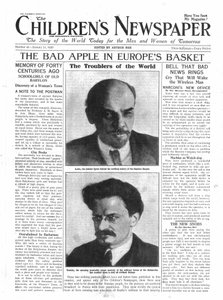 The Bad Apple na Cesta da Europa, primeira página do &39;The Children&39;s Newspaper&39;, de janeiro de 1920 (papel de jornal)