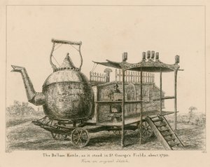 The Balloon Kettle, como ficava em St Georges Fields, em Londres, por volta de 1790 de English School