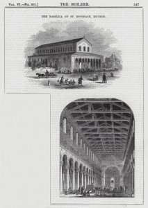 A Basílica de São Bonifácio, Munique (gravura) de English School