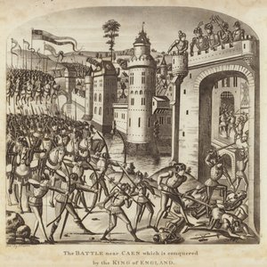 A batalha perto de Caen que é conquistada pelo rei da Inglaterra