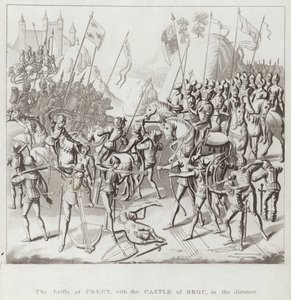 A Batalha de Crecy, com o Castelo de Broc, na Distância de English School