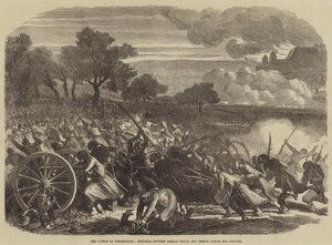 A Batalha de Weissenburg, Luta entre Tropas alemãs e Turcos franceses e Zouaves (gravura) de English School
