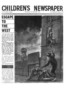 O Muro de Berlim, primeira página do &39;The Children&39;s Newspaper&39;, fevereiro de 1964 (papel de jornal)