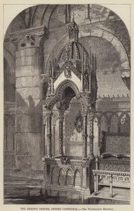 O Trono do Bispo, a Catedral de Oxford, o Memorial Wilberforce (gravura) de English School