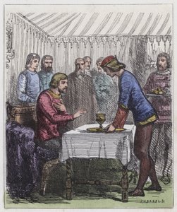 O Príncipe Negro e o Rei da França (gravura colorida) de English School