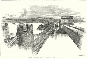 As pontes, a partir do Castelo de Conway (gravura) de English School