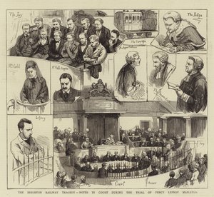 A tragédia ferroviária de Brighton, notas na corte durante o julgamento de Percy Lefroy Mapleton de English School