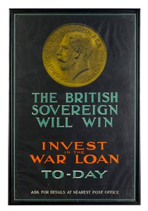 O Soberano Britânico Vence, cartaz de empréstimo de guerra da Primeira Guerra Mundial de English School