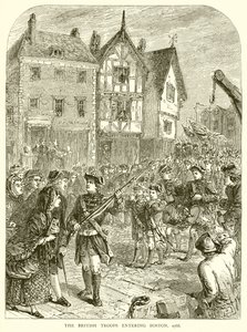 As tropas britânicas entrando em Boston, 1768 de English School