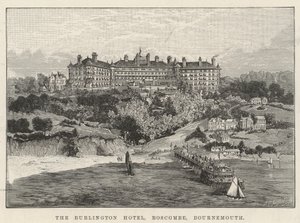 O Hotel Burlington, Boscombe, Bournemouth (gravura) de English School