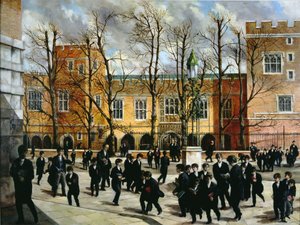 A sarça ardente no topo da Common Lane, com vista para New Schools, Eton College, c.1935 de English School
