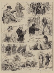 O Campo em Wimbledon, Folhas do nosso Livro de Esboços do Artista (gravura) de English School