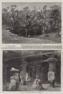 As Grutas de Elephanta (gravura) de English School