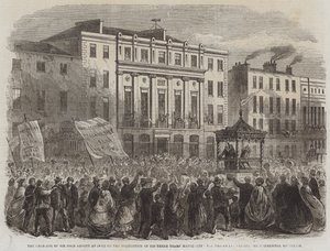 A Presidência de Sir John Arnott em Cork no final dos seus três anos de Mayoralty, a Procissão passando pelos Edifícios Comerciais (gravura) de English School