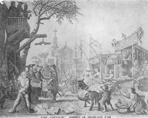 The Chevaliers Market, ou Highland Fair, publicado por George Bickham, o Jovem, 1745 de English School