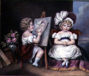 The Child Portraitist, c.1825 (aquarela sobre papel) de English School