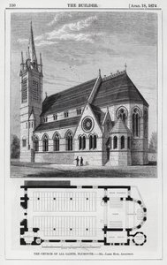 A Igreja de Todos os Santos, Plymouth (gravura) de English School