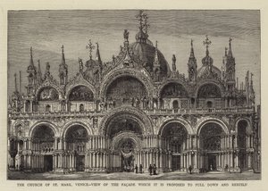 A Igreja de São Marcos, Veneza, Vista da Fachada que se propõe derrubar e reconstruir (gravura) de English School