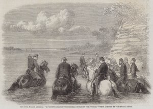 A Guerra Civil na América, "Meu Reconhecimento com o General Sickles no Potomac" (gravura) de English School