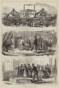 A Explosão de Colliery em Wigan (gravura) de English School