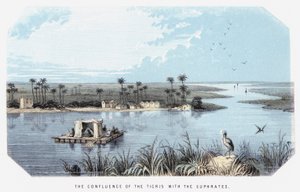 A Confluência do Tigre com o Eufrates (gravura colorida) de English School