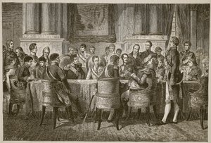 O Congresso de Viena, ilustração da história ilustrada de Cassells da Inglaterra (foto sépia) de English School