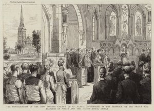 A Consagração da Nova Igreja Inglesa de St Alban, Copenhaga, na Presença do Príncipe e Princesa de Gales e da Família Real Dinamarquesa (gravura) de English School