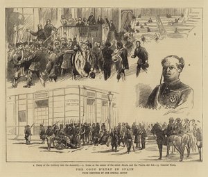 O golpe de estado em Espanha (gravura) de English School