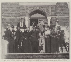 A Visita do Czar à Dinamarca, um Grupo Real em Smidstrup, a Residência Rural do Rei da Grécia (gravura) de English School